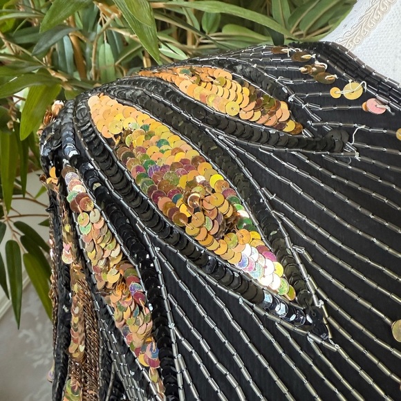Lawrence Kazar ladies sequin beaded short sleeve top large, very good condition - Picture 8 of 16